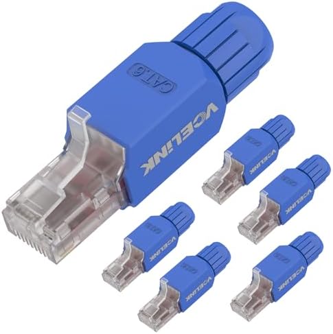 VCELINK RJ45 Connector Tool-Free, CAT6 Field Termination Plug, Gold Plated Modular Plug, UTP CAT6 Connector Toolless for 23 to 26 AWG Network Cable : Electronics