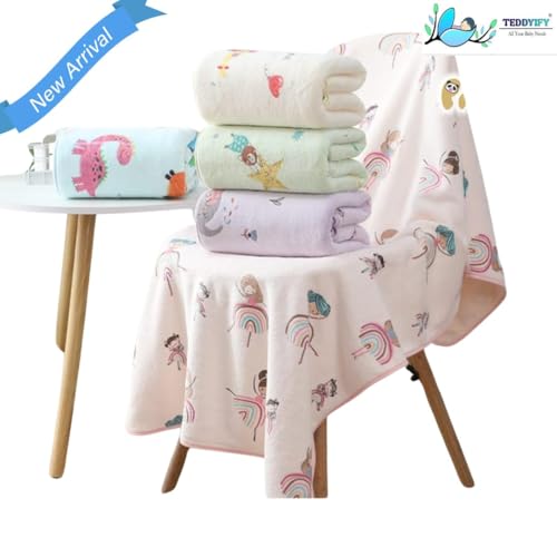 Image of Baby Luxury Coral Fleece Bath Towel for Kids, Ultra Soft, Warm, and Absorbent. Baby Essentials Bath Towels, Cute Unisex Cover for Girls and Boys (2, Count | 0-12 Months)