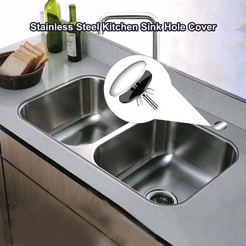 Wasserhahn Lochabdeckung, 50mm Edelstahl Küchen Lochabdeckung Spüle, Gute Abdichtung Wasserhahn Loch Abdeckung Küche für Spülbeckenlochstopfen (Silber)