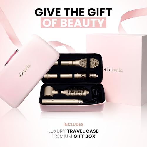 ELLA BELLA® 6 in 1 Professional Hot Air Styler • Powerful Hair Dryer & Straightener Set • Styling Without Heat Damage • Fast Drying Curling Volumizing Straightening • Includes Protective Travel Case - Thumbnail 7