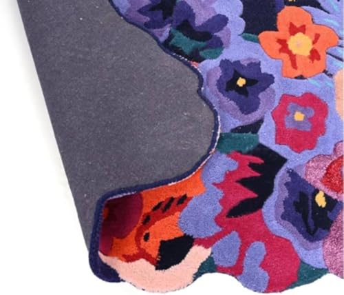 Image of Handmade Tufted Irregular Shape Wool Area Rug Botanical Design, Thick & Soft Carpet for Living Room, Bedroom Hall Room Color Multi Size 6X8 feet (180x240cm)