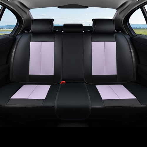 Image of Coverado Rear Seat Covers for Cars, Waterproof Car Seat Covers Back Seat Cover, Faux Leather Seat Covers Automotive Seat Covers Seat Cushion Protector Universal Fit for Most Cars, Black&Purple