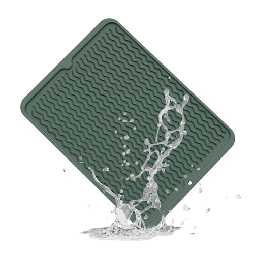 ZLR Silicone Dish Drying Mat for Kitchen Counter, Eco-Friendly Fast Dry Dish Mat, Easy Clean Multi Usage Drying Matt, Heat Resistant Trivet, 12