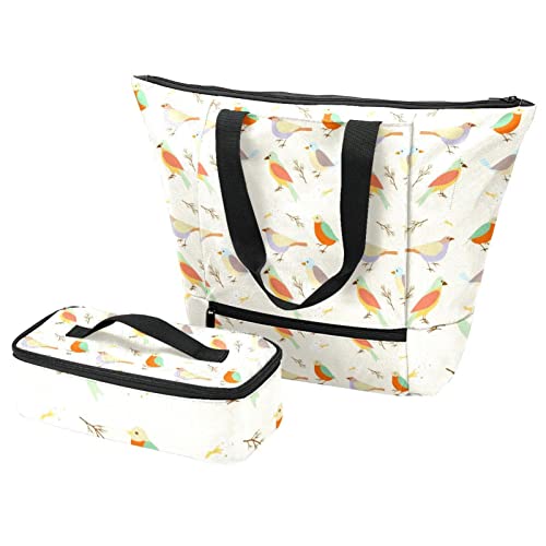 Grand sac fourre-tout oiseaux avec glacière de voyage et travail