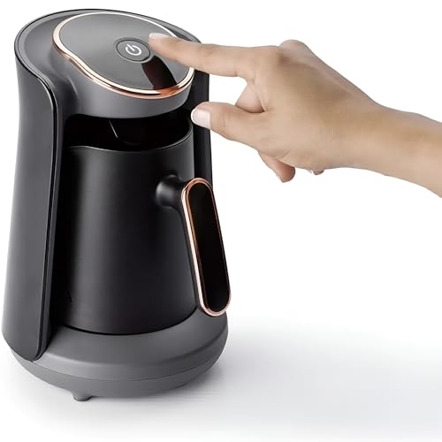 ماكينة تحضيرالقهوة التركية سعة 300 مل و قوة 400 واط، وعاء قهوة كهربائي لاسلكي قابل للإزالة، زر تشغيل ذكي يعمل بضغطة واحدة، ماكينة قهوة تركية كهربائية بطلاء مانع للالتصاق، اسود/ذهبي