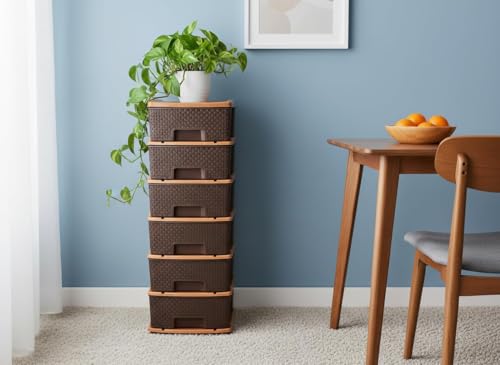 Image of 6XL Plastic Modular Drawer System for Home, Office, Hospital, Parlor, School, Doctors, Home and Kids, Product Dimension When assembeled (30cmx37cmx90 cm)' inch (Chocolate Brown, 6XL)