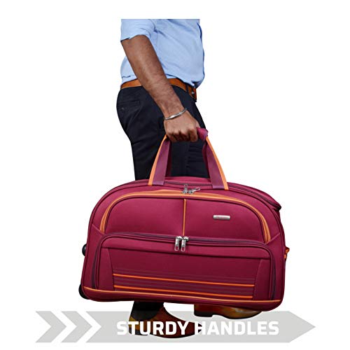 Image of Murano Odyssey 20 inch Polyester Lightweight Duffel Bag with High Quality Roller Wheels (Maroon, 52 L)