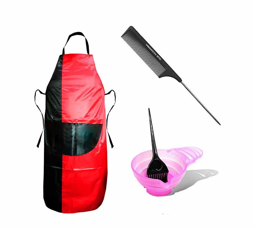 Airtick Combo Of Hair Dye Bowl Brush,Plastic 06700 Comb And Hair Cutting Sheet Hair Accessory Set