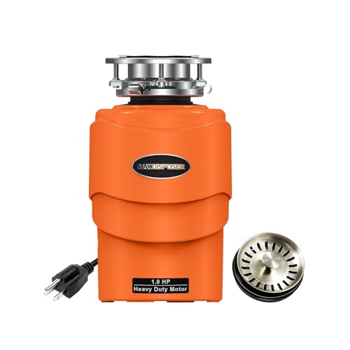 MAX DISPOSER Garbage Disposal 1 HP Ultra Quiet Anti-Jam Grin...