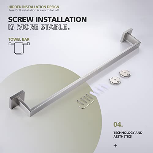 Image of KOKOSIRI 24-Inch Single Towel Bar, Bathroom Kitchen Towel Holder, Wall Mounted SUS304 Stainless Steel Towel Rack, Brushed Nickel, B4003BR-L24