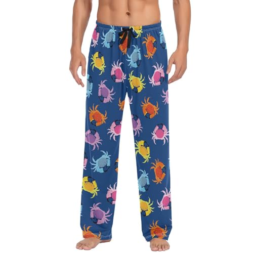 Pantalon de pyjama homme à motif crabes colorés, le cadeau original et confort de S à XXL