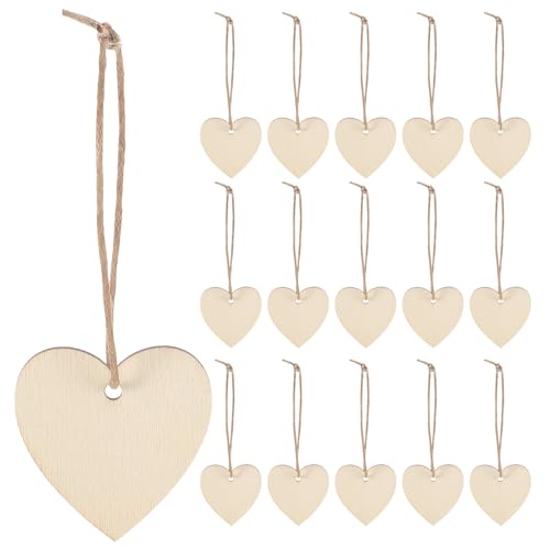 Angoily Rodajas de Madera sin Tratar Forma de Corazón 200 Piezas para Manualidades Decoración Rústica DIY Suministros para Proyectos Artísticos y Adornos de Fiestas