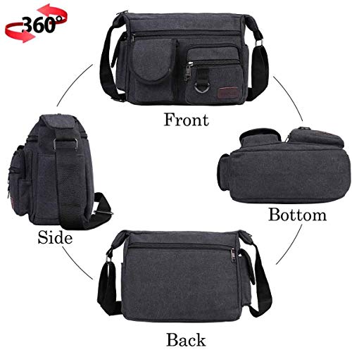 Canvas Messenger Tassen BOMKEE Schouder Crossbody Satchel Mens Vintage Casual Notebook Waterdichte Dag Tas voor Reizen… - Afbeelding 4