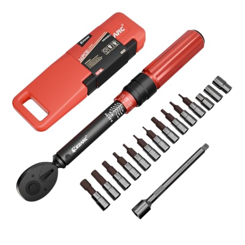 EZARC Torque Wrench 1/4 Inch, 5-25 Nm Torque Wrench Bicycle & Motorcycle, ± 3% Error Accuracy with 10 cm Extension Rod, 72 Teeth Reversible Ratchet Head