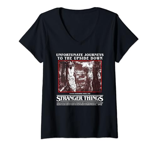 Mujer Ropa urbana clásica de ciencia ficción de terror al revés de Stranger Things Camiseta Cuello V