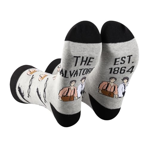AATOP Lot de 2 paires de chaussettes TVD Vampire Show 1864 Cadeau pour les amoureux des vampires, EST. 1864 2s, Taille unique