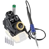 WEP 937D-I 1 Cordless Soldering Iron Kit Compatible with Dewalt 20V/18V Battery, with Integrated Iron Holder, Digital Display, 6 Soldering Tips, Adjustable Temperature, Auto Sleep & Shutdown