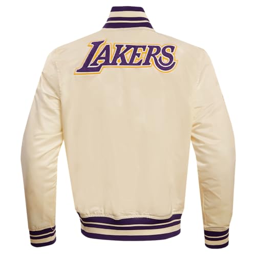 Pro Standard MENS NBA LOS ANGELES LAKERS RETRO CLASSICS SATIN JACKET EGGSHELL/PURPLE M - Image 4