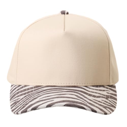 MIRMARU Blank 5 Panel Trucker Hat Adjustable Snapback Baseball Cap with Various Styles for Men and Women. (US, Alpha, One Size, Two-Tone Zebra Printed Brim,Zebra)