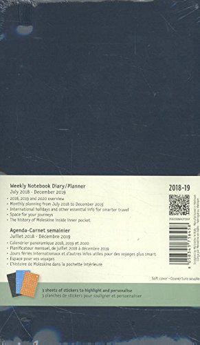 Moleskine Classic 18 Month 2018-2019 Weekly Planner, Soft Cover, Large (5" X 8.25") Sapphire Blue #TOP1