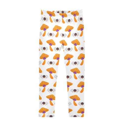 Mushrooms Spiders Girls Leggings,Workout Leggings for Girls Toddler Athletic Leggings Size for 3-10T