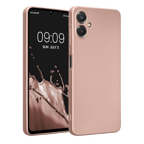kwmobile Handyhülle für Samsung Galaxy A06 Hülle - weiche Silikon Case metallisch schimmernd - Schutzhülle Cover - Metallic Rosegold