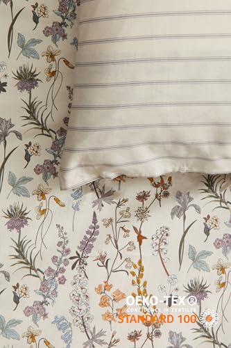 Parure de lit fleurs 2 personnes avec housse de couette reversible 240x260 a zip - 4