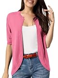 Women's Cropped Bolero Cardigan Short Sleeve Open Front Knit Sweater Rose XL