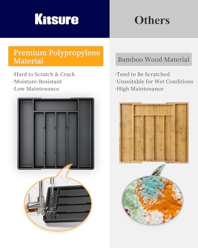 image for Kitsure Silverware Organizer for Drawers - Expandable Cutlery and Uten