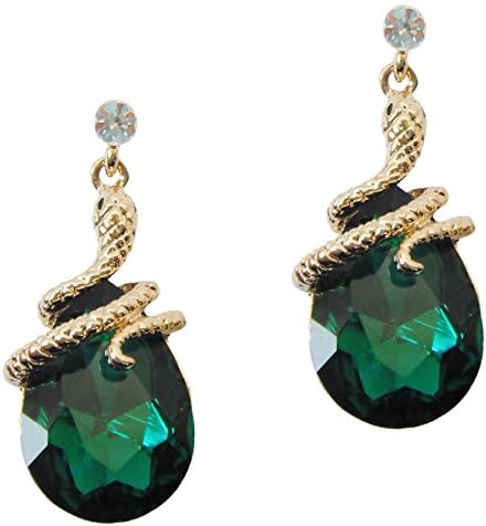 Navachi 18k Gold Plated Crystal Zircon Snake Drop Dangle Stud Earrings
