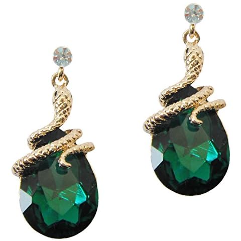 Navachi 18k Gold Plated Crystal Green Zircon Snake Drop Dangle Az1901e Stud Earrings Cover
