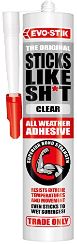 EVO-STIK Sticks Like Sh*t Adhesive, All Weather, Extreme Temperature & Movement Resistant, Colour: Clear, Size: 290ml