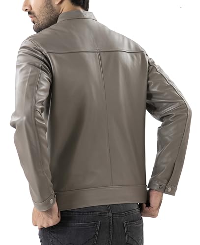 Image of Jild Classical Single Piece Lambskin Leather Jacket Men - Everyday Wear Snap Tab Collar Men's Motorcycle Leather Jacket