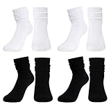 cnomg 4 Pairs Stacked Socks for Women Soft Extra Long Scrunch Knee High Socks for Indoor Outdoor Use