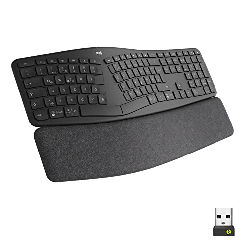 Logitech ERGO K860 for Business geteilte kabellose Tastatur – Ergonomisches Design, gesicherte Logi Bolt Technologie, Bluetooth, weltweit zertifiziert, Windows/Mac/Chrome/Linux, DEU QWERTZ - Graphit