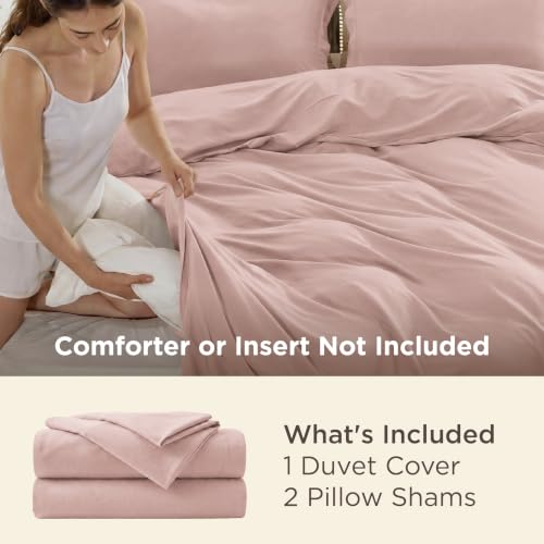 Image of Bedsure Duvet Cover Queen Size, 3Pcs Double Brushed Bedding Set, Blush Pink | For Kids & Adults, 90 inchx90 inch Comforter Cover, Hotel Luxury, All Season, Breathable, Easy Care, Lightweight, Zipper Closure