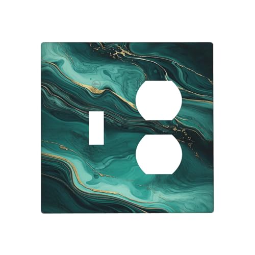 Lqzazyr Outlet Covers Teal Gold Swirl Marble Abstract Fluid 1 Toggle 1 Duplex Switch Plate Covers Electrical Light Switch Cover Plate Decorative Wall Plate Socket Cover for living Room Bedroom Decor by Lqzazyr - Used condition - US$14.54