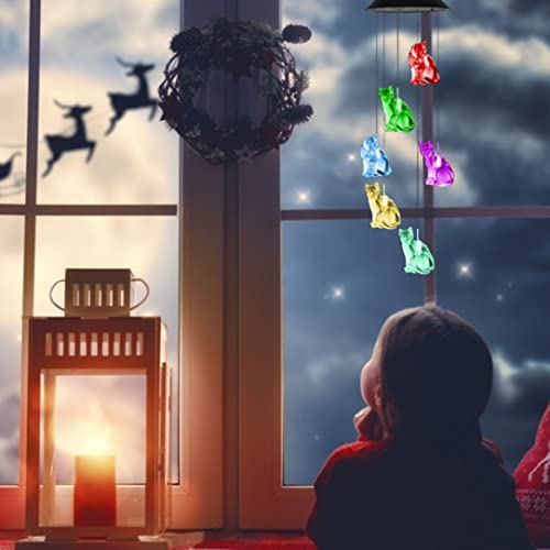 Carillon éolien chat solaire, cadeau idéal pour jardin et balcon