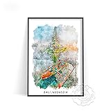 tianxianbaobao Póster de Viaje de la Ciudad Mundial, Paisaje de Edificios de Alemania Países Bajos Ámsterdam España Barcelona Arte Lienzo Pintura A969 50 × 70 CM sin Marco