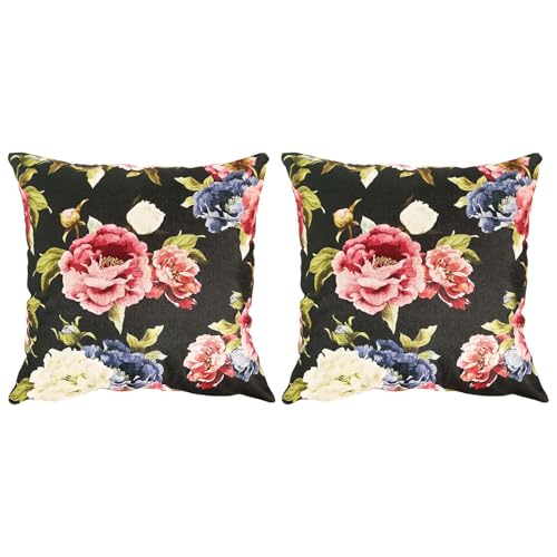 Homxi 2 Pack Cushion Covers 18x18 Inch,Rose Cushion Covers Garden Floral Sofa Pillowcases Double Sided Print Waterproof Flower Pillowcases Decorative
