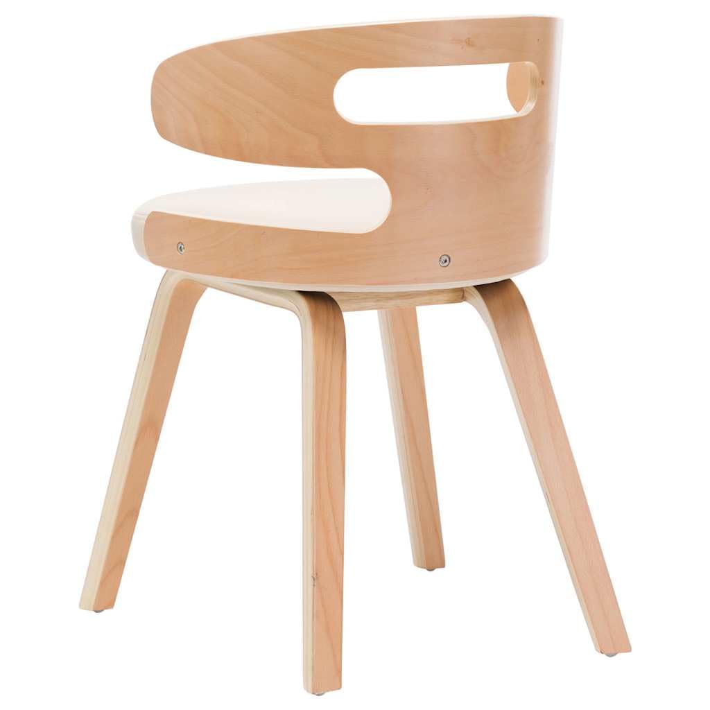 Lot de 4 Chaises à Manger Crème Bois Courbé Similicuir