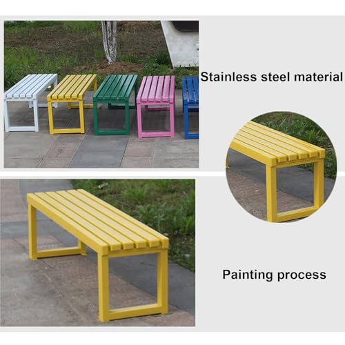 Banco de jardín exterior de metal resistente e impermeable para terrazas y parques 5