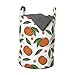 ABAKUHAUS Mandarine Sac à linge, Mandarin et pois, Panier avec poignée Fermeture à cordon pour laverie automatiqu, 33 x 33 x 49 cm, Fern vert orange brûlé