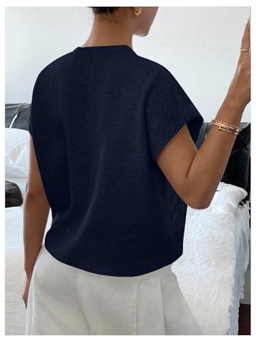 Image of SOLY HUX Women's Short Sleeve Sweater 3D Floral Sweaters Pullover Tank Tops Knit Vest Trendy Fashion Clothing