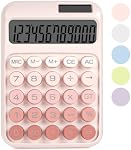 Calculatrice de commutateur mécanique avec gros boutons, calculatrices bureau, 12 Chiffres, Puissance de la batterie solaire, Calculatrice de bureau, Grande LCD Display, calculatrice rose mignon pour les étudiants enseignants Bureau de base