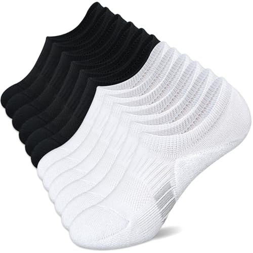Image of Amutost Womens No Show Socks Anti-Slip Cushioned Breathable 5-10Pairs | Silicone heel grips, Arch compression band, Elastic cuffs, Moisture wicking, Size 6-8 /7-9 /9-11, Reduces blisters