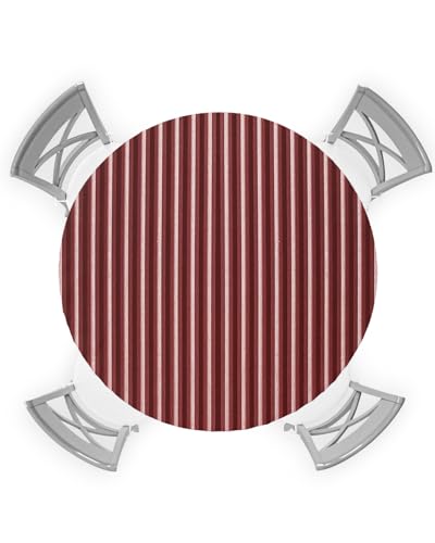 Abstract Red Round Waterproof Table Cover Fitted Tablecloth, Wipeable Fabric Elastic Table Cloth Oil-Proof Tablecover for Indoor Outdoor Picnic Party, Contemporary Minimalist Gradual Lines 55