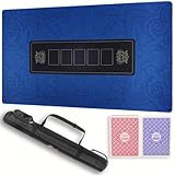 GUTSHOT Foldable Casino Quality Poker Mat | Water Resistant Poker Table Cloth, Soft Multi-Spandex | Blue 47x27| Waterproof, Durable, Noise-Free Gameplay | Stylish Poker Table Top for Anywhere Gaming