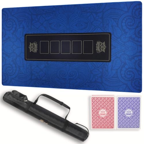 GUTSHOT Foldable Casino Quality Poker Mat | Water Resistant Poker Table Cloth, Soft Multi-Spandex | Blue 47x27| Waterproof, Durable, Noise-Free Gameplay | Stylish Poker Table Top for Anywhere Gaming