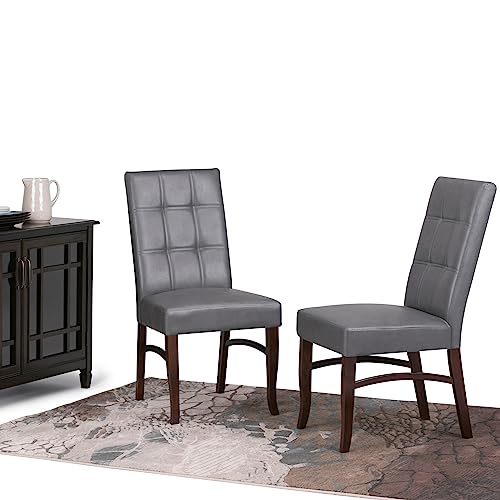 Simplihome Ezra 19 Inch Contemporary Deluxe Dining Chair (Set Of 2) In Stone Grey Vegan Faux Leather, For The Dining Room #TOP1